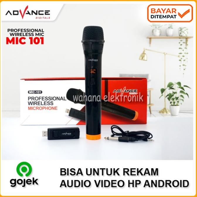 MIC ADVANCE WIRELESS MIC-101 MIK/MIX KARAOKE bisa untuk rekam di HP .