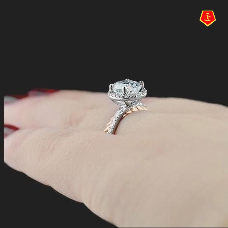 [Ready Stock]Fashion Personality Color Separation Diamond Ring