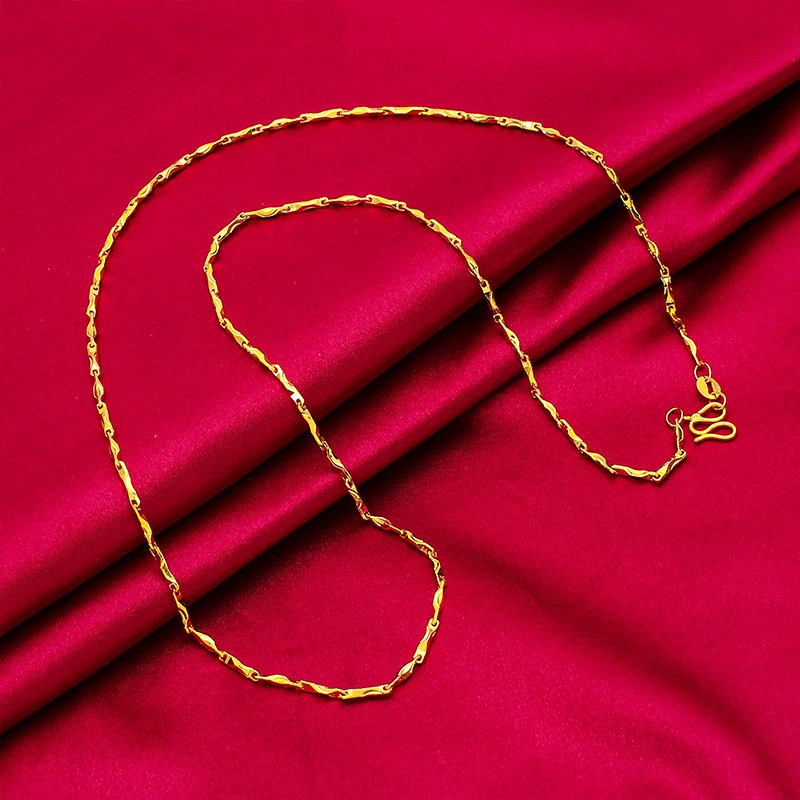 Kalung Rantai Panjang 50cm Lapis Emas Asli Kadar 375 Gaya Klasik Untuk Wanita