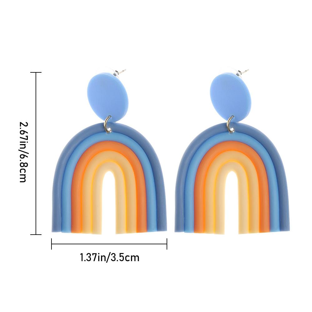 Anting LILY Menjuntai Drop Earrings Rainbow Colors Gradasi Retro Candy Color