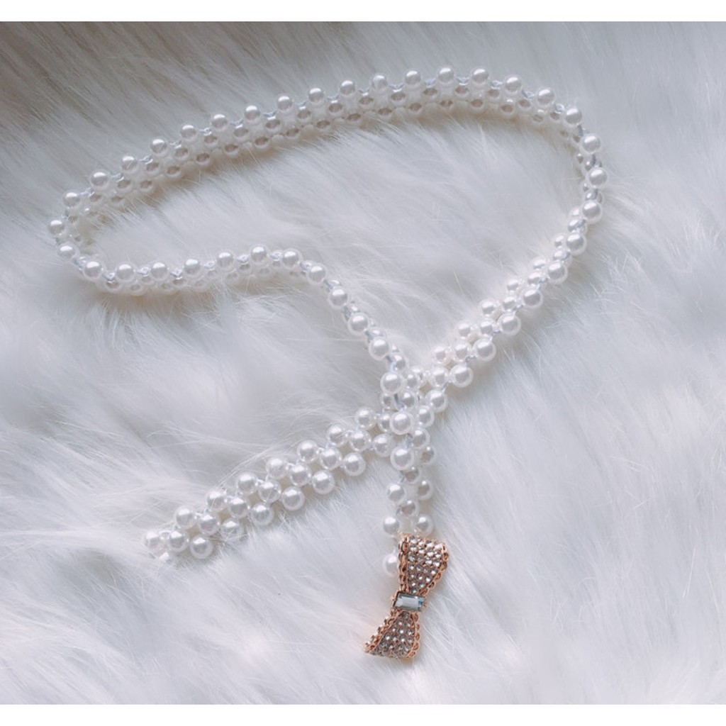 Ikat Pinggang Wanita MUTIARA PITA 01 Korea Fashion Style  Women Pearl Belt Gasper Cewe Sabuk Elastis
