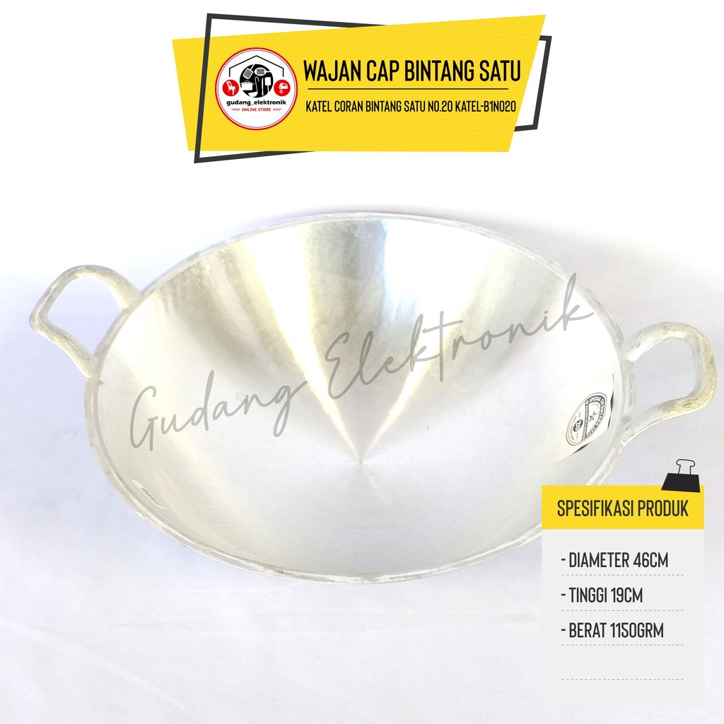 Wajan Katel Penggorengan Diameter 46cm Cap Bintang Satu No.20 KATEL-B1NO20