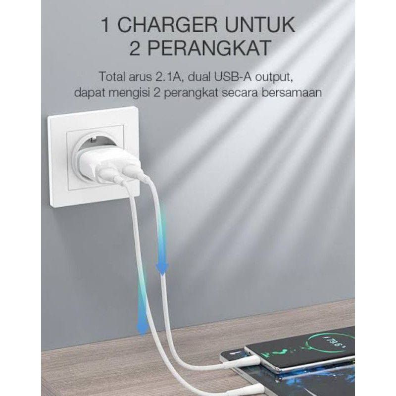 Travel Charger Dual USB 2.1A Micro Usb Cable Quick Charge Original ROBOT RT-K9