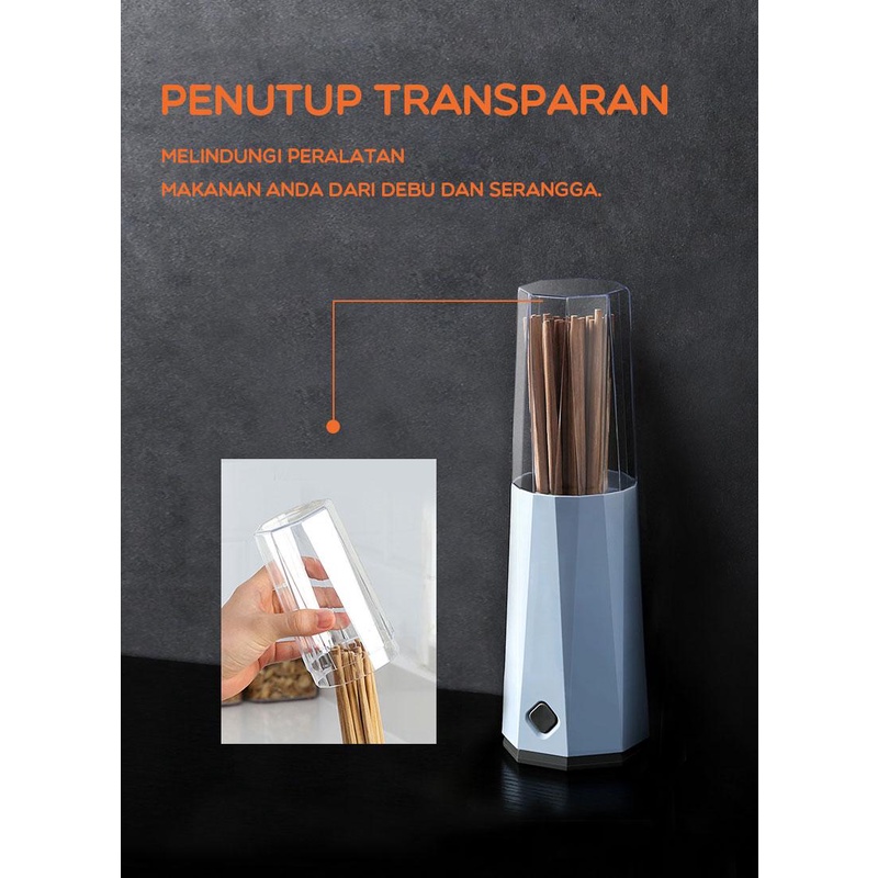 Samono Tempat Alat Makan Plastik Ada Penutup Organizer Sumpit Kitchenware Bahan Tebal SSB013