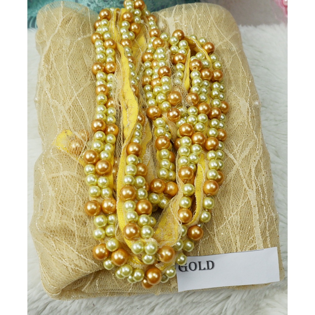 VEIL  MUTIARA SLAYER  PENGANTIN MOTIF ALL VARIAN COLOUR-GOLD