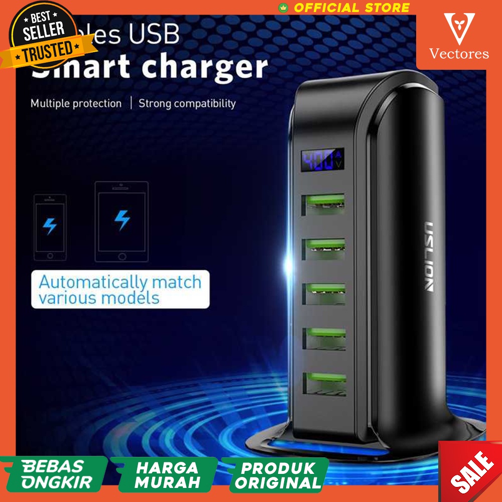 5 Port Smart Charger Fast Charging Dock Station Casan Murah