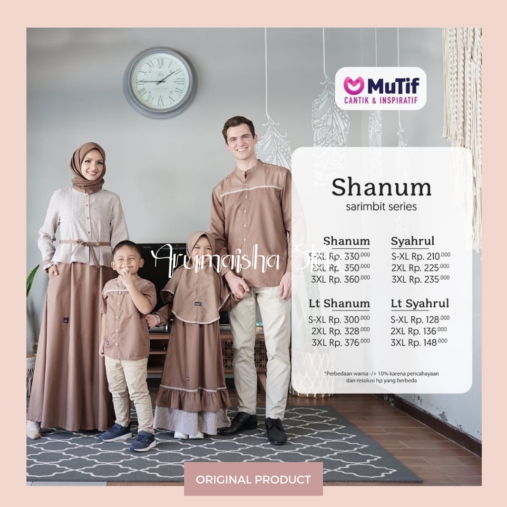 Mutif Sarimbit Gamis Shanum Koko Syahrul Couple Keluarga Terbaru Lebaran 2022