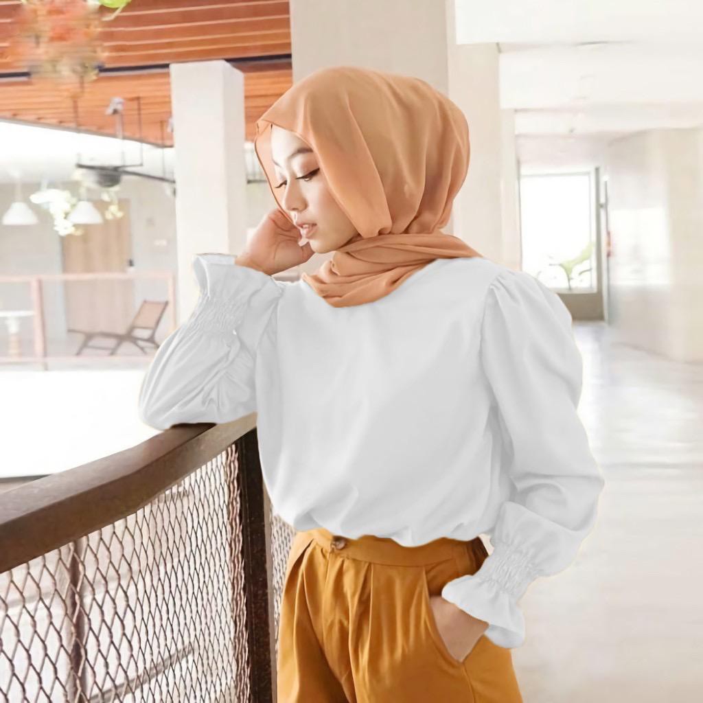 Meguri Blouse Pusatgrosir_solo/ Mosscrepe Polos Premium Termurah Hits Selebgram