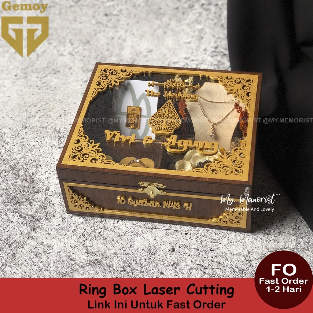 BEST1 Ring Box Laser Cutting Tempat Cincin Rustic Dekorasi Bunga Fast Order 1-2 hari Siap kirim