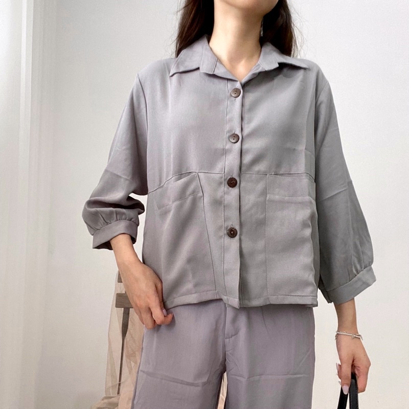 ALACA Kemeja Wanita / Kemeja Kancing Formal / Atasan Berkerah Kantor / Blus Wanita 0380