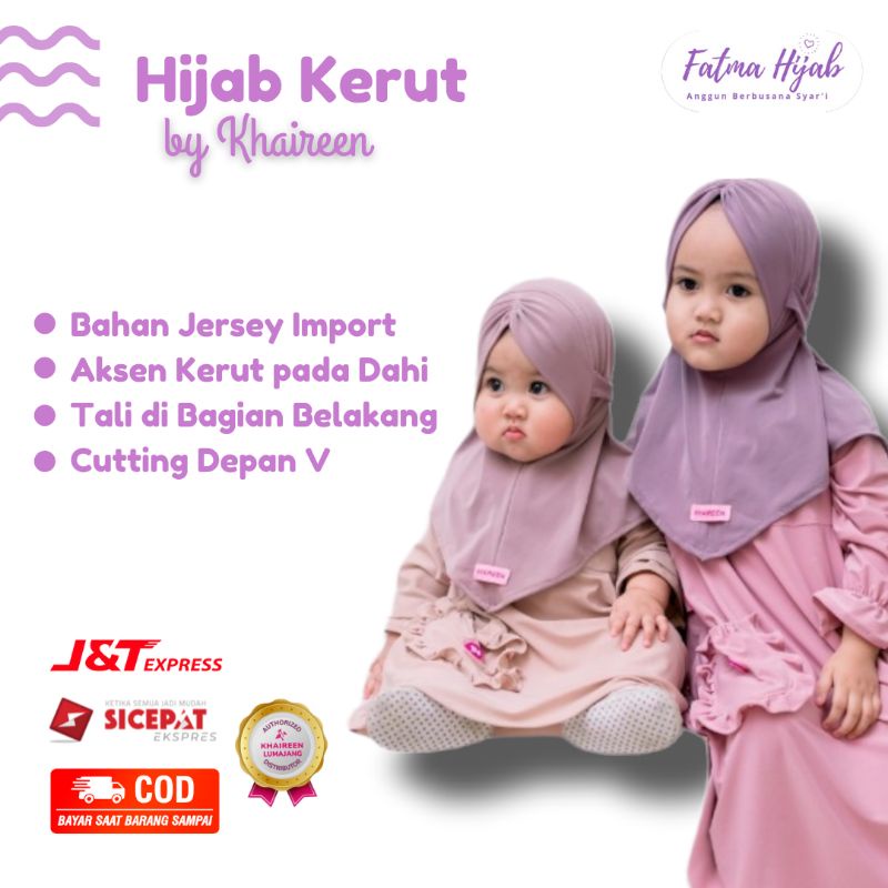 Hijab Kerut Khaireen | Kerudung Khaireen | Hijab Anak Lucu (4-9 tahun)