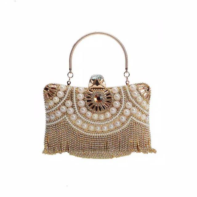 Tas Pesta Kristal Mutiara Mewah Import/Tas Gagang Premium