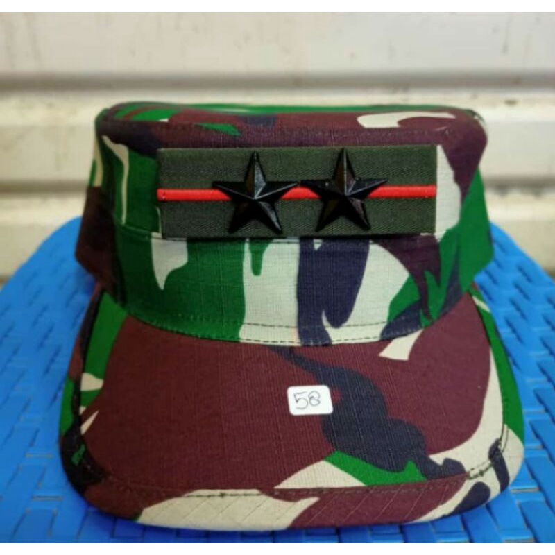 Topi Pet PDL Loreng + pangkat Logam