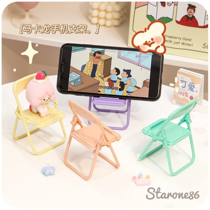 STARONE86||Phone Holder Chair Stand/Stand HP Macaron Bentuk Kursi/Standing HP/Senderan Handphone Dek
