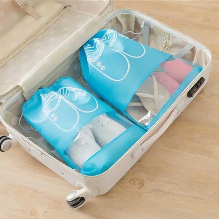 Mega_1688 Kantong Tas Sepatu Serut - Portable Nonwoven Travel Shoes Bag Size L MG605