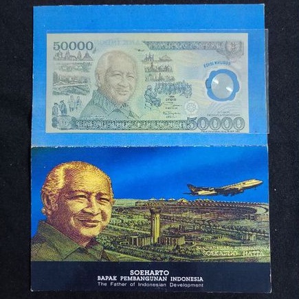 UangRp50.000UkaPolymerSoehartoPengibarBenderaPrefixZZZTahun1991Gress Ready.