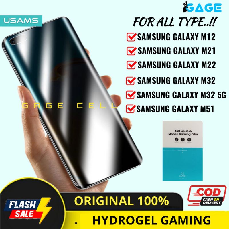 USAMS Hydrogel Samsung galaxy M12 M21 M22 M32 5G M51 Anti Gores Glare Matte Gaming Original