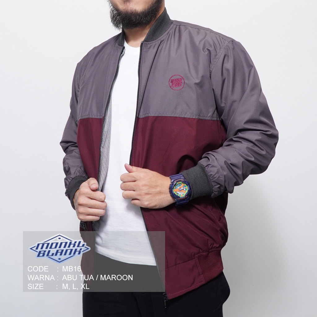 MONKL BLANK - JAKET PARASUT PRIA - JAKET BOMBER 2 WARNA BAHAN PARASUT COLUMBIA WP ANTI AIR (SIZE M-X