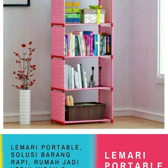Almari portable 5 tingkat lemari portable lebih praktis terlihat rapi