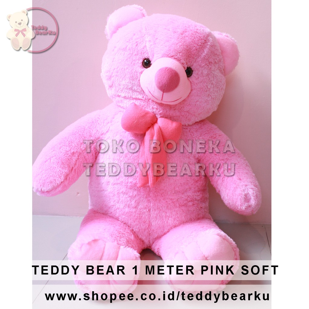 BONEKA TEDDY BEAR JUMBO UKURAN 1 METER WARNA PINK KHAS BANDUNG