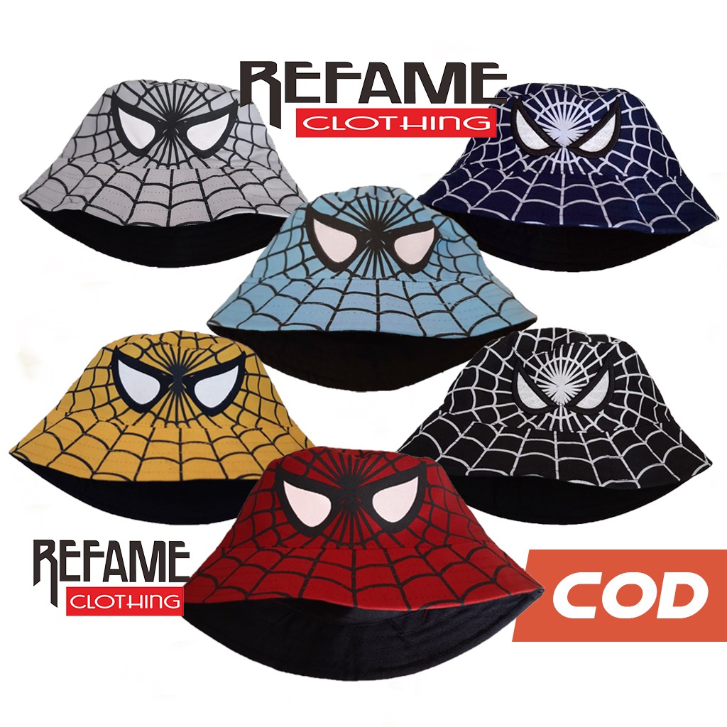 Topi Bucket Anak Bucket Hat Anak Laki Laki Perempuan Karakter Gambar Spiderman Bordir Sablon