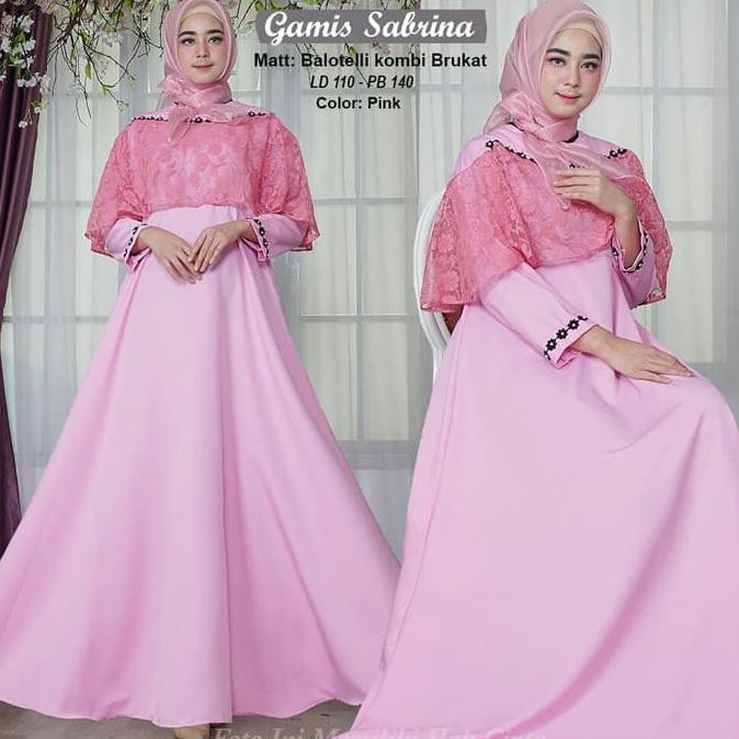 BAJU DRESS GAMIS MUSLIM SABRINA PINK MEWAH / GAMIS PESTA KONDANGAN
