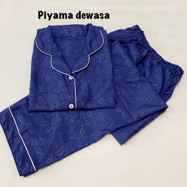 PIyama EMBOSs NAVY bisa couple mom and kids bajutidur piyama