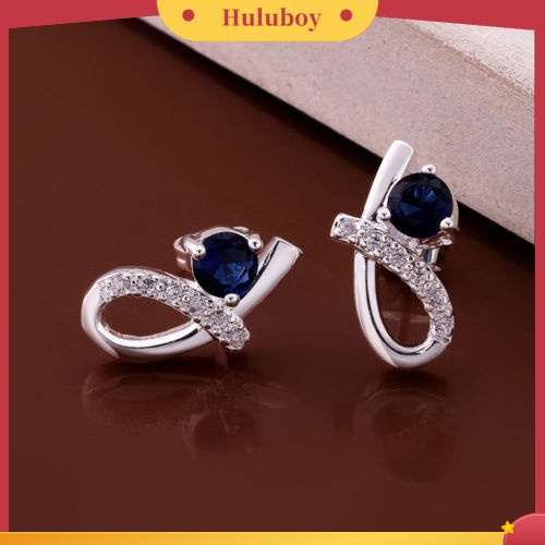 Hu Hu Hu Hu Hu Alat Bantu Pasang Kacamata♡ Anting Tusuk Lapis Silver Desain Simpul Hias Zircon Elegan Untuk Wanita