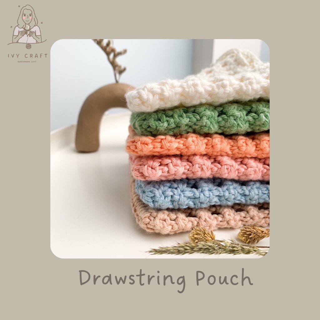 Pouch / Cute Pouch / Crochet Pouch / Drawstring Pouch / Pouch Wanita / Travel Pouch / Pastel Pouch /