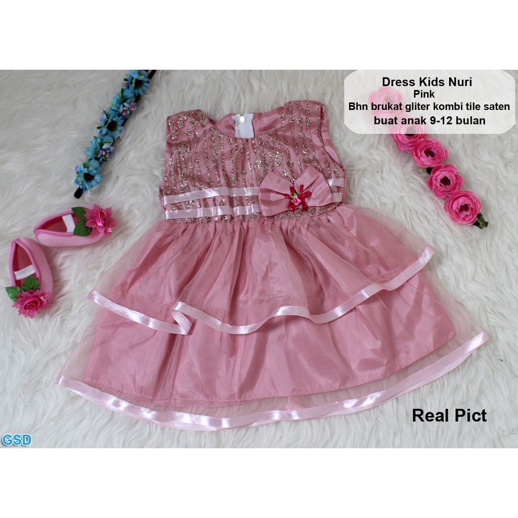 Dress Kids Nuri/Terusan Dress Anak murah/ Baju pesta Anak Motif Brukat/ Casual Mini Dress Anak