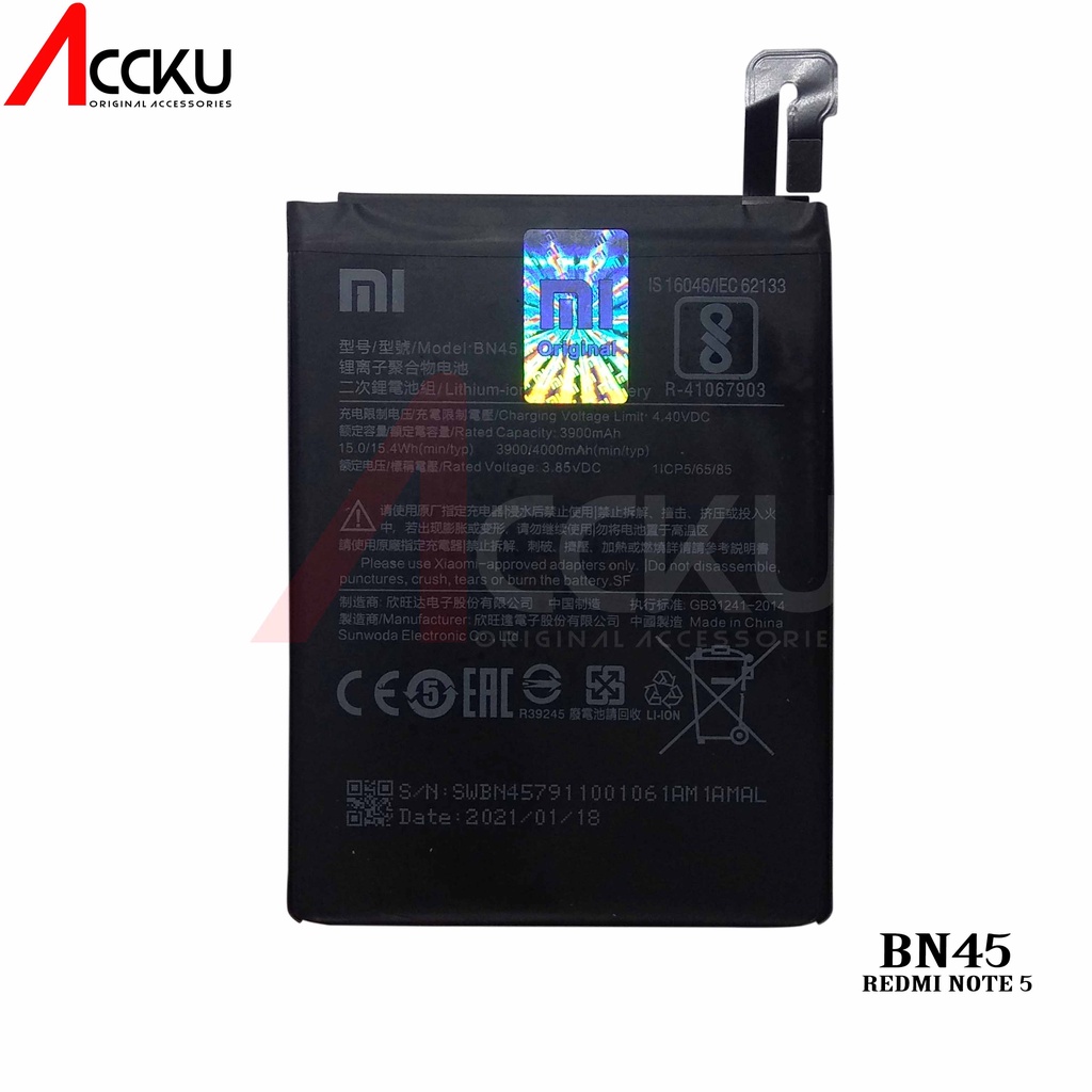 BATERAI XIAOMI REDMI NOTE 5 BATTERY XIOMI XIAOMI REDMI NOTE 5 BATERAI XIAOMI BN45 ORIGINAL