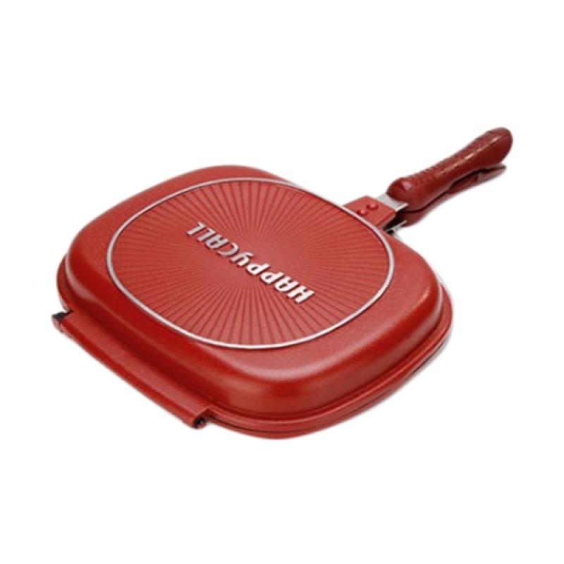 Happy Call Korean Double Side Pan/panci Double Pan Jumbo Size- 32 Cm - ( Merah ) Berkualitas-Happy Call Korean Double Side Pan