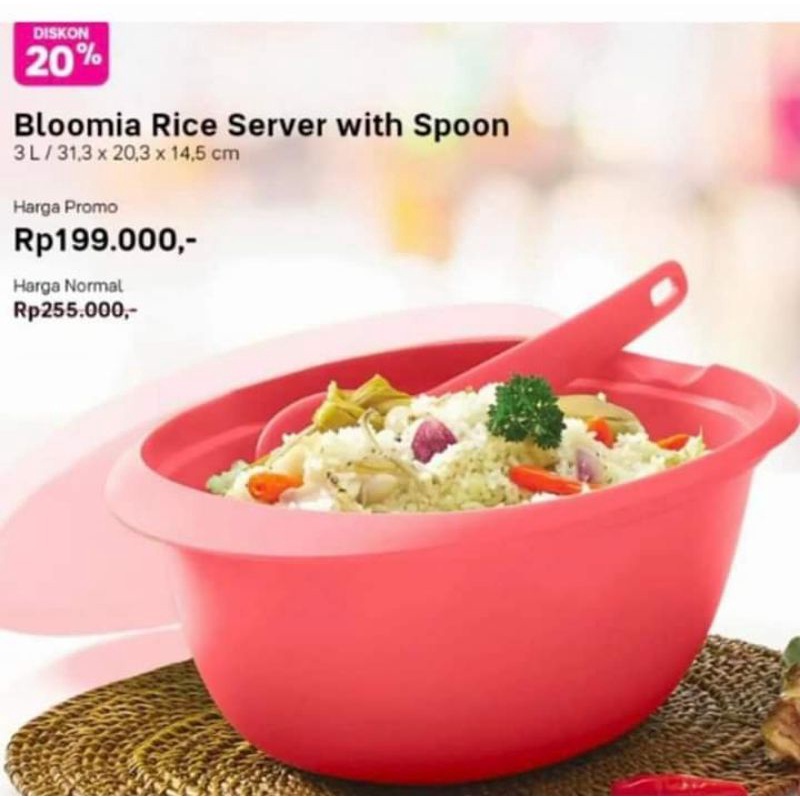 Jual bloomia rice server 3Liter with spoon tupperware Shopee Indonesia