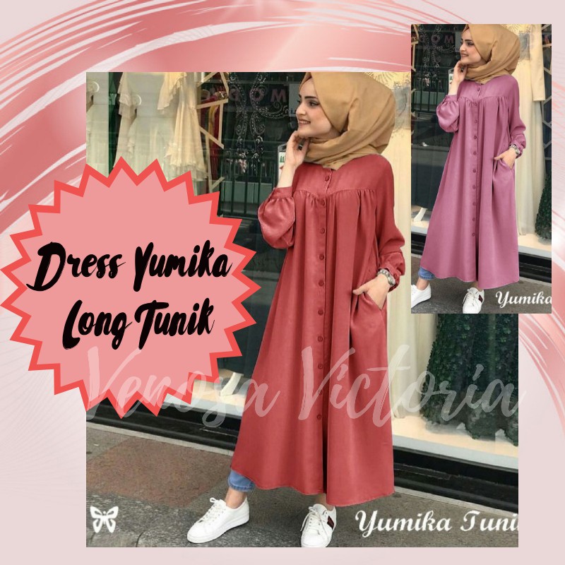 Dress Yumika Long Tunik / Baju Muslim Wanita