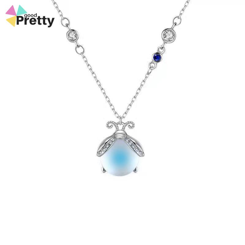 Moonstone Firefly Kalung Wanita Senior Rantai Klavikula Siswa Hadiah Ulang Tahun Desain Niche - PD