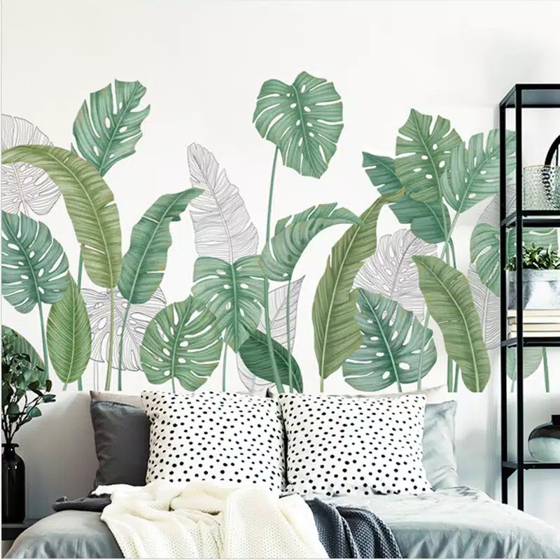 WALL STICKER STIKER Q 45 DINDING WALLSTICKER WALLSTIKER DAUN KAKTUS DAUN PALEM HIJAU MONSTERA LEAF UNTUK CAFE DEKORASI RUMAH RUANG TIDUR TAMU WALLPAPER PINTU JENDELA KACA KAMAR MANDI KERAMIK LEMARI KRAMIK HIASAN DAPUR TANGGA WALPAPER TAMAN 3D TROPICAL