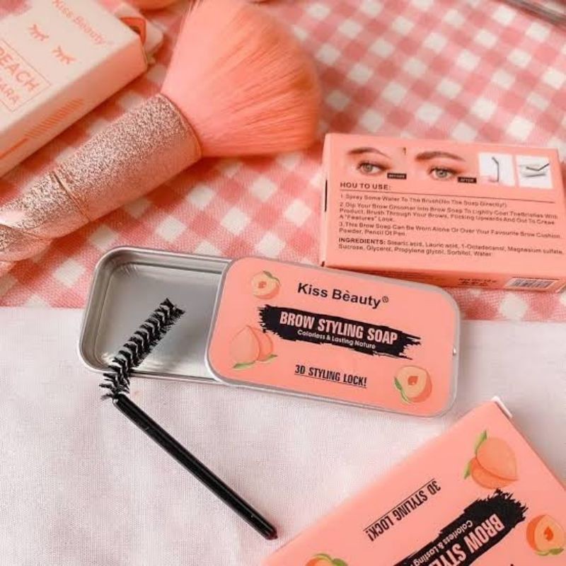 [PEACH READY] Kiss Beauty 3D Styling Brow Soap / Mila Color Eyebrow Pomade