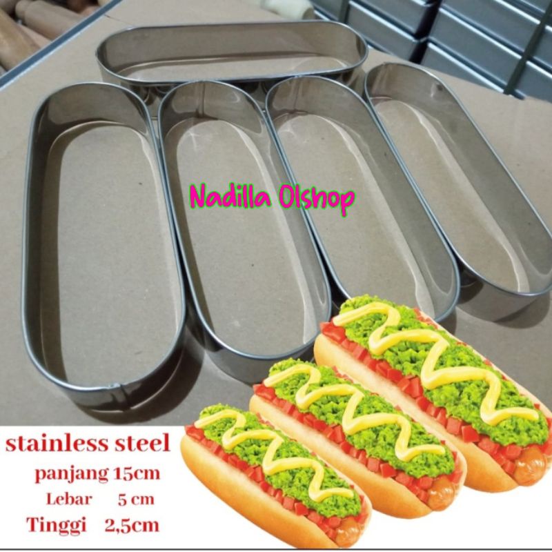 Cetakan Ring Hotdog / Ring Oval 15x5x3 / Loyang Roti Murah 1 pcs