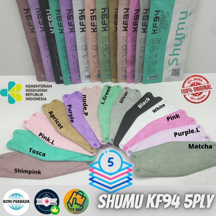 CONSUMABLE-DISPOSABLE- SHUMU MASKER KF94 5PLY PREMIUM EMBOSS KEMENKES KF 94 5 PLY 10PCS - KF SHUMU