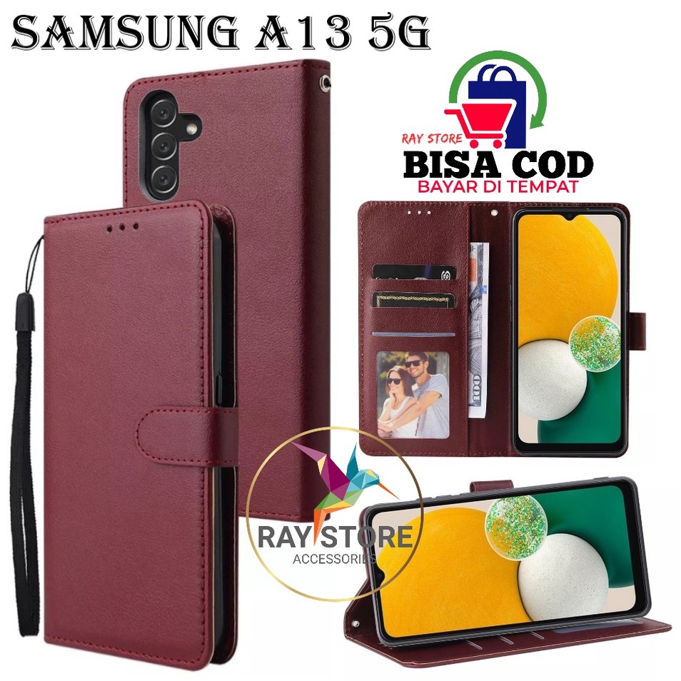 SAMSUNG A13 5G FLIP LEATHER CASE PREMIUM-FLIP WALLET CASE UNTUK SAMSUNG A13 5G