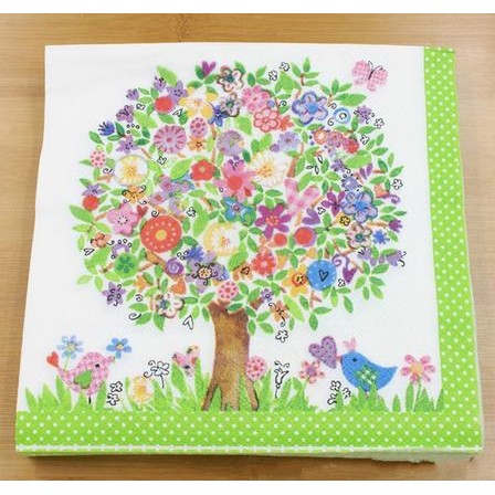 Decoupage Napkin - Tissue Decoupage 2Ply FL - Colorful Flower Tree