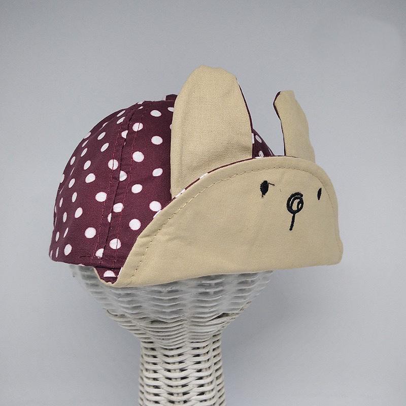 topi anak bunny ear bayi balita unisex cewek cowok-maroon