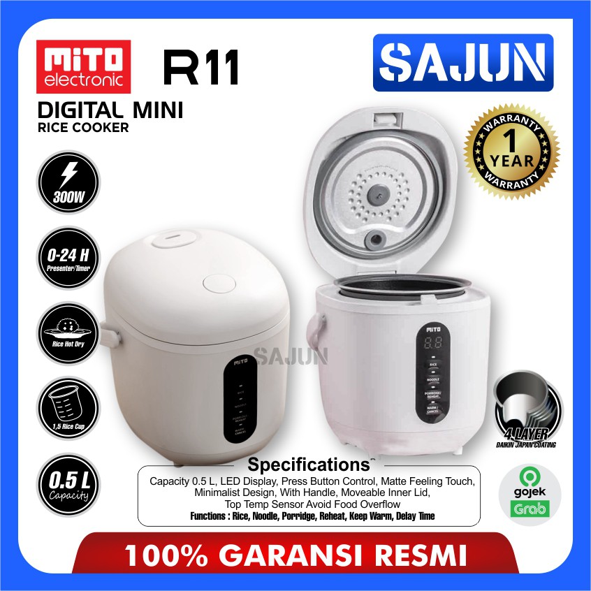 Rice Cooker Mini Digital Mito R11 Kapasitas 0,5 Liter 300 Watt