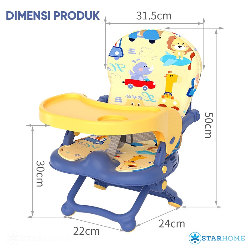 Kursi Makan Bayi Baby Chair Kursi Belajar Anak Bonus Alas Meja Transparan StarHome Booster Seat 8947