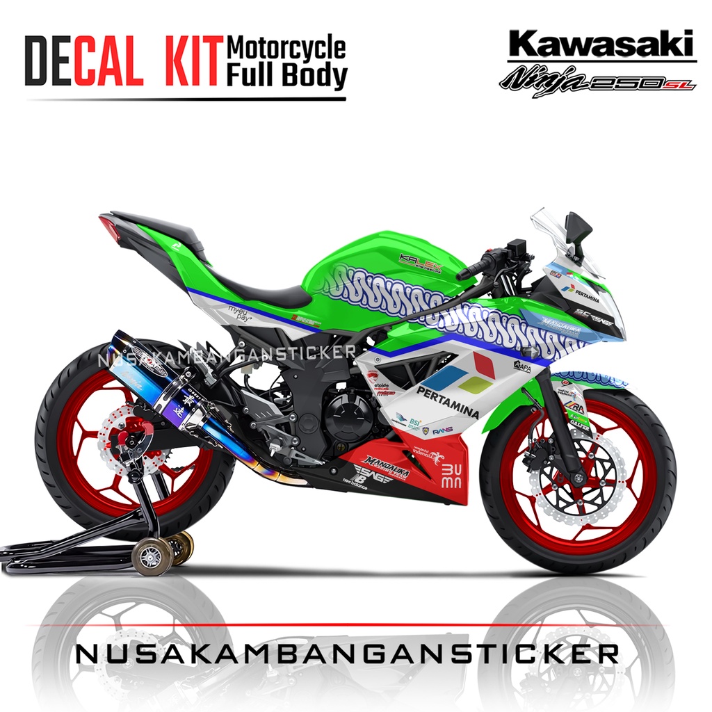 Stiker Ninja 250 SL Mono Mandalika Racing Team Hijau