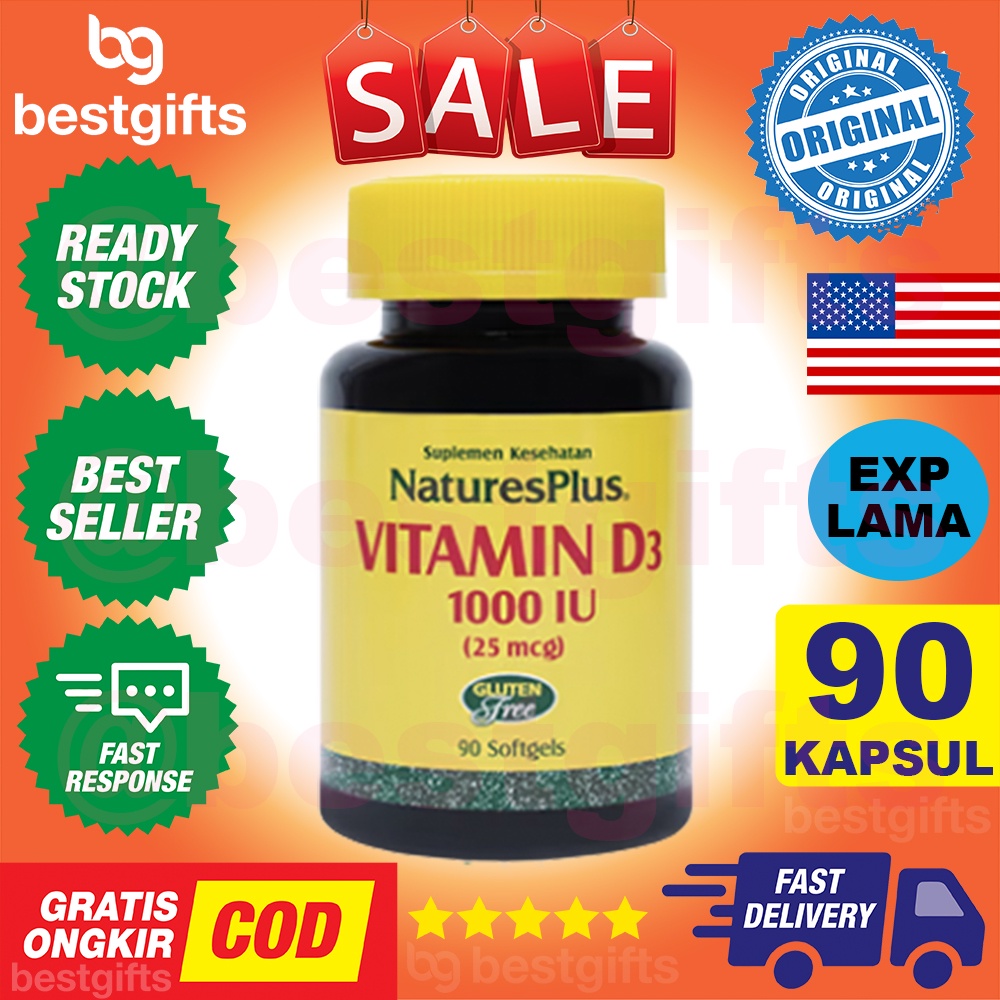 NATURE'S NATURES NATURE PLUS VITAMIN D3 1000 IU VIT D 1000IU KEKEBALAN DAYA TAHAN TUBUH 90 KAPSUL