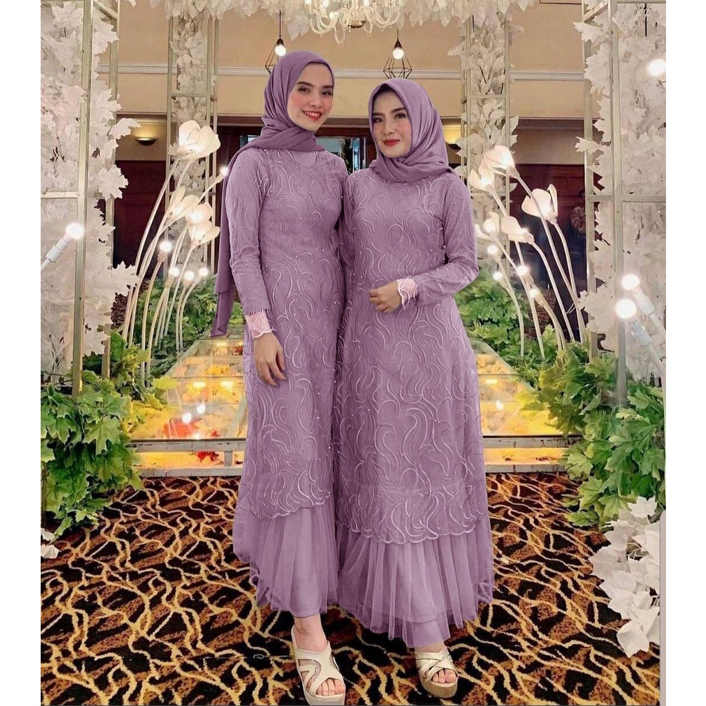 Raisya Dress By Zalifa Zalifa Marema | Gamis Lucu Kekinian Aldine Baju Gamis Brukat Tile Remaja Dewasa Seragam Pesta Wanita Muslim - Size M L Xl Xxl Jumbo