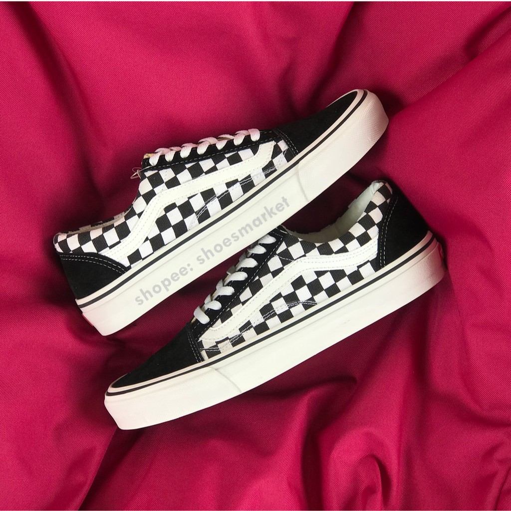 OBRAL SEPATU VANS OLDSKOOL CHECKERBOARD BLACK WHITE