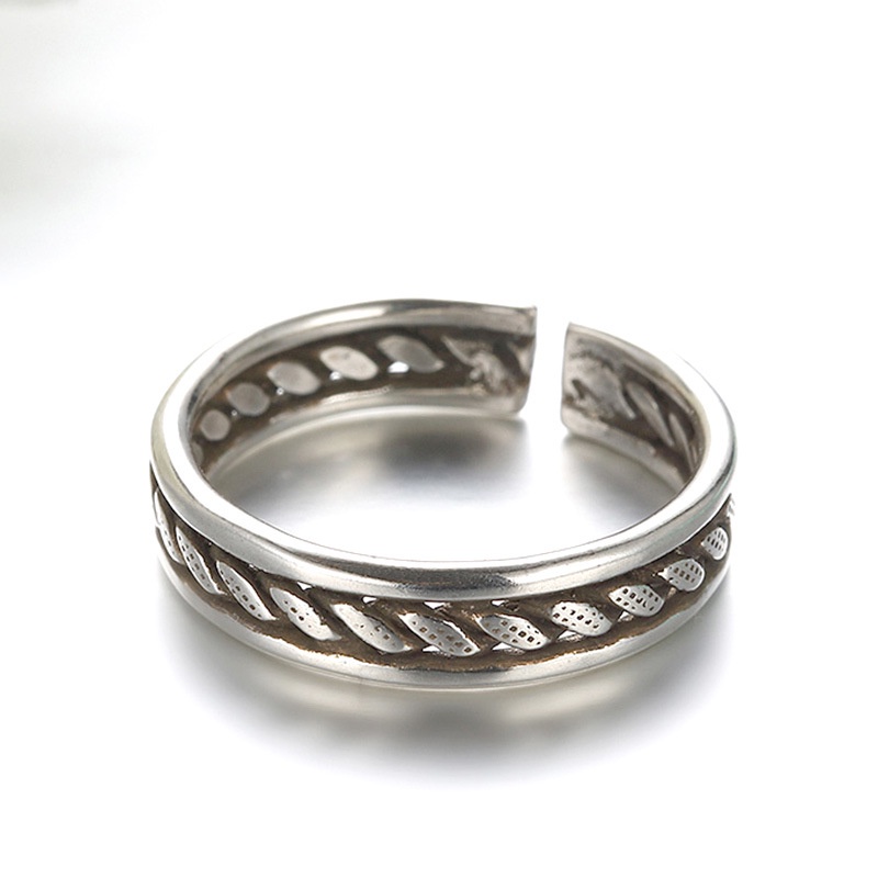 925 Perak Cincin Untuk Wanita / Cincin yang Dapat Disesuaikan, Perhiasan Retro Rami JZ00053