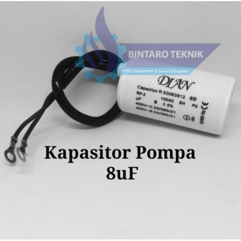 Capacitor Kapasitor 8uF 450v Bulat Kabel Sparepart Pompa Pertamini Pom Mini Pommini